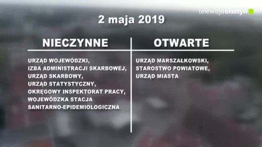  2 maja niektóre urzędy będą nieczynne