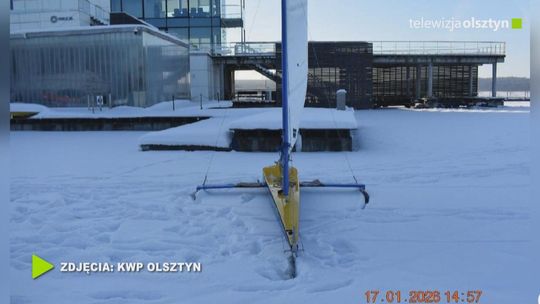 Dwie osoby potrącone przez bojer na zamarzniętej tafli jeziora Ukiel