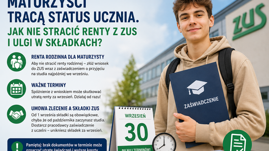 Maturzyści tracą status ucznia. Jak nie stracić renty z ZUS i ulgi w składkach?