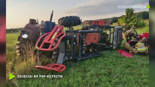 Mężczyzna przygnieciony przez traktor