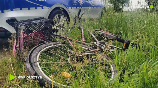 Pijany rowerzysta na drodze