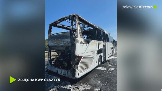 Pożar autobusu na obwodnicy Ostródy