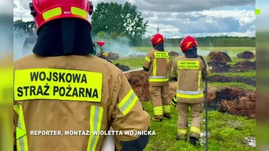 Pożar balotów siana pod Braniewem