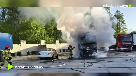 Pożar ciężarówki w Braniewie