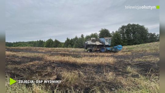 Pożar kombajnu oraz zboża