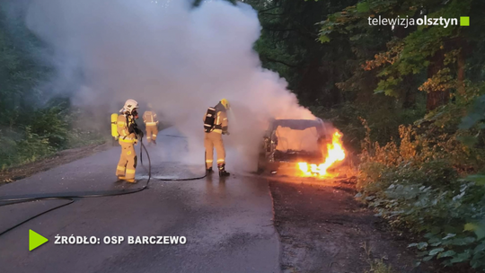 Pożar samochodu osobowego pod Olsztynem
