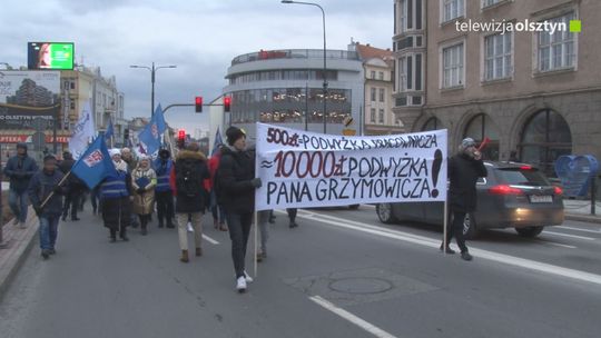 Protest pracowników budżetówki w stolicy regionu