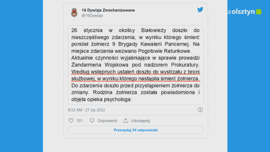 Śmierć żołnierza na granicy z Białorusią