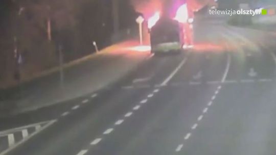 Spłonął autobus komunikacji miejskiej w Olsztynie