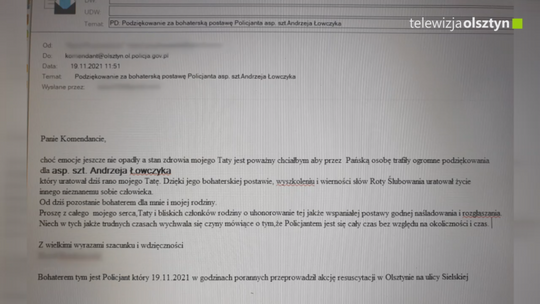 Syn reanimowanego mężczyzny na ul. Sielskiej w Olsztynie  podziękował za uratowanie ojca 