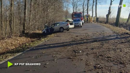 Wypadek drogowy w gminie Pieniężno