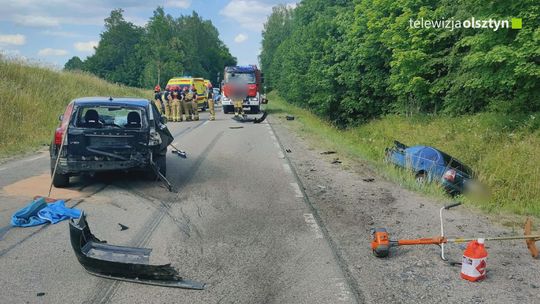 Wypadek koło Gołdapi. Poszkodowanego zabrał śmigłowiec LPR