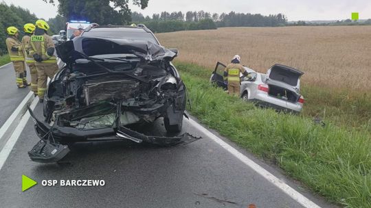 Wypadek za Starymi Włókami w kierunku Jezioran