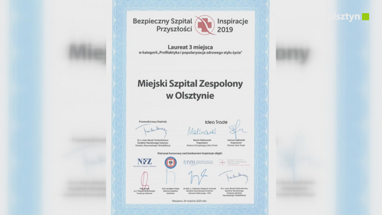 Wyróżnienie dla Szpitala Miejskiego w Olsztynie